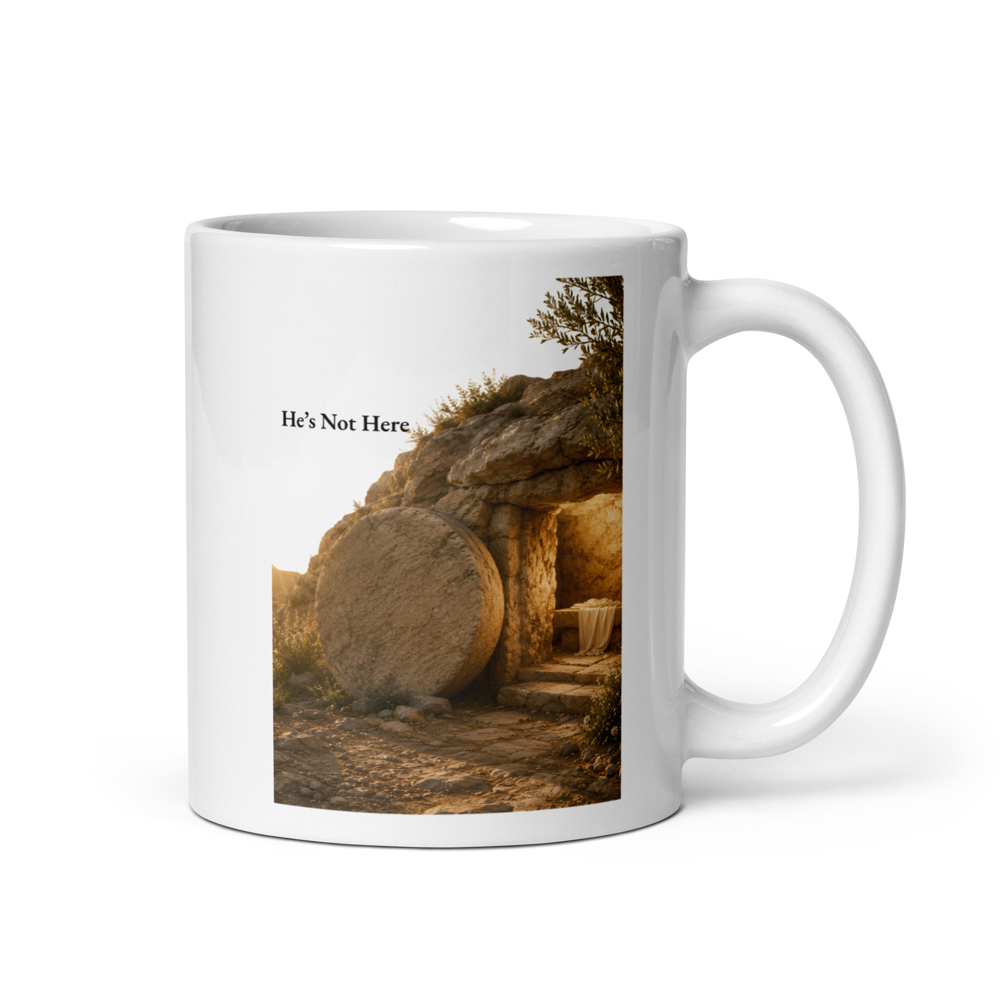 He Is Risen – Matthew 28:6 | Christian Coffee Mug-11oz - Image 2