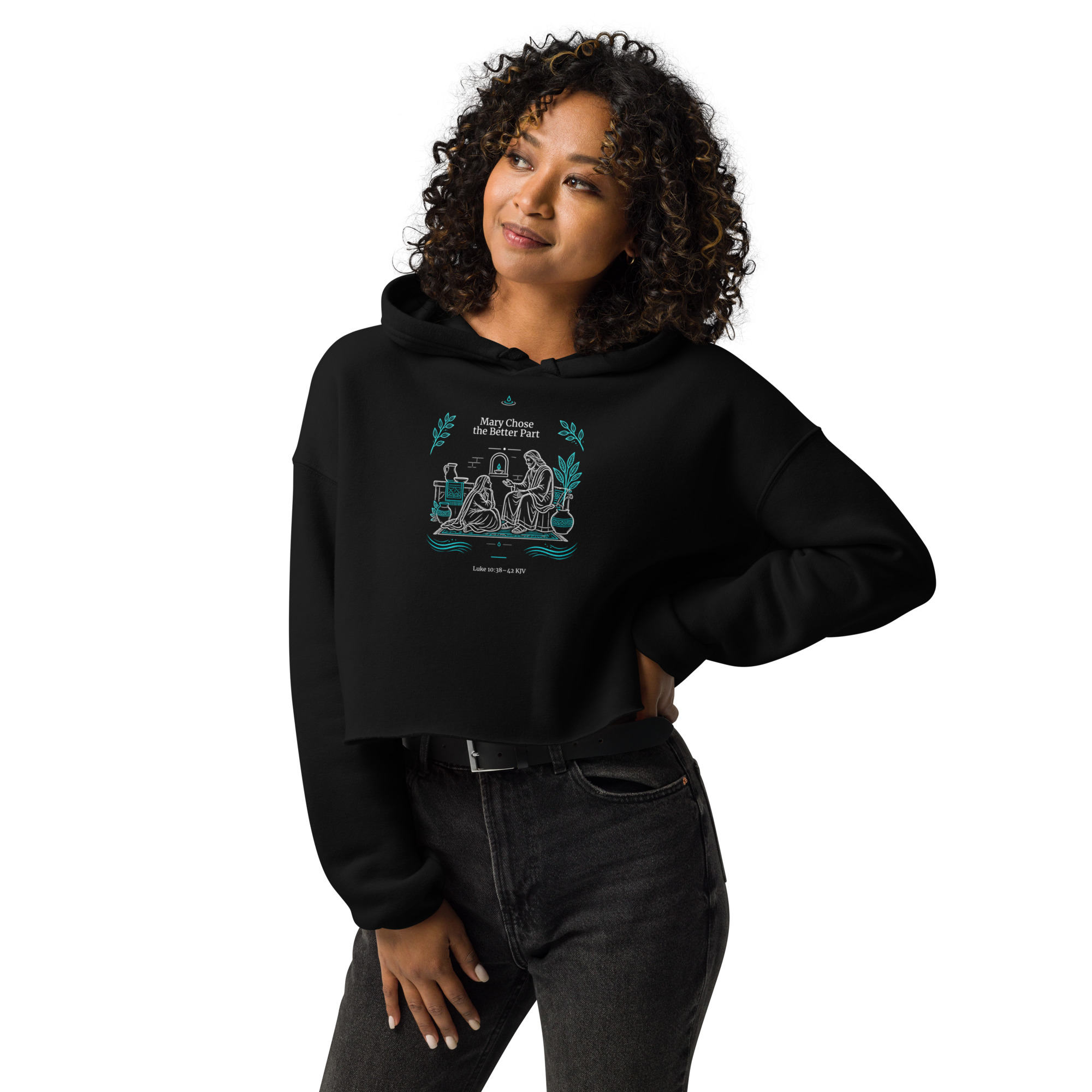 You Chose the Better Part | Luke 10:38–42 Christian Women’s Crop Hoodie - Image 23