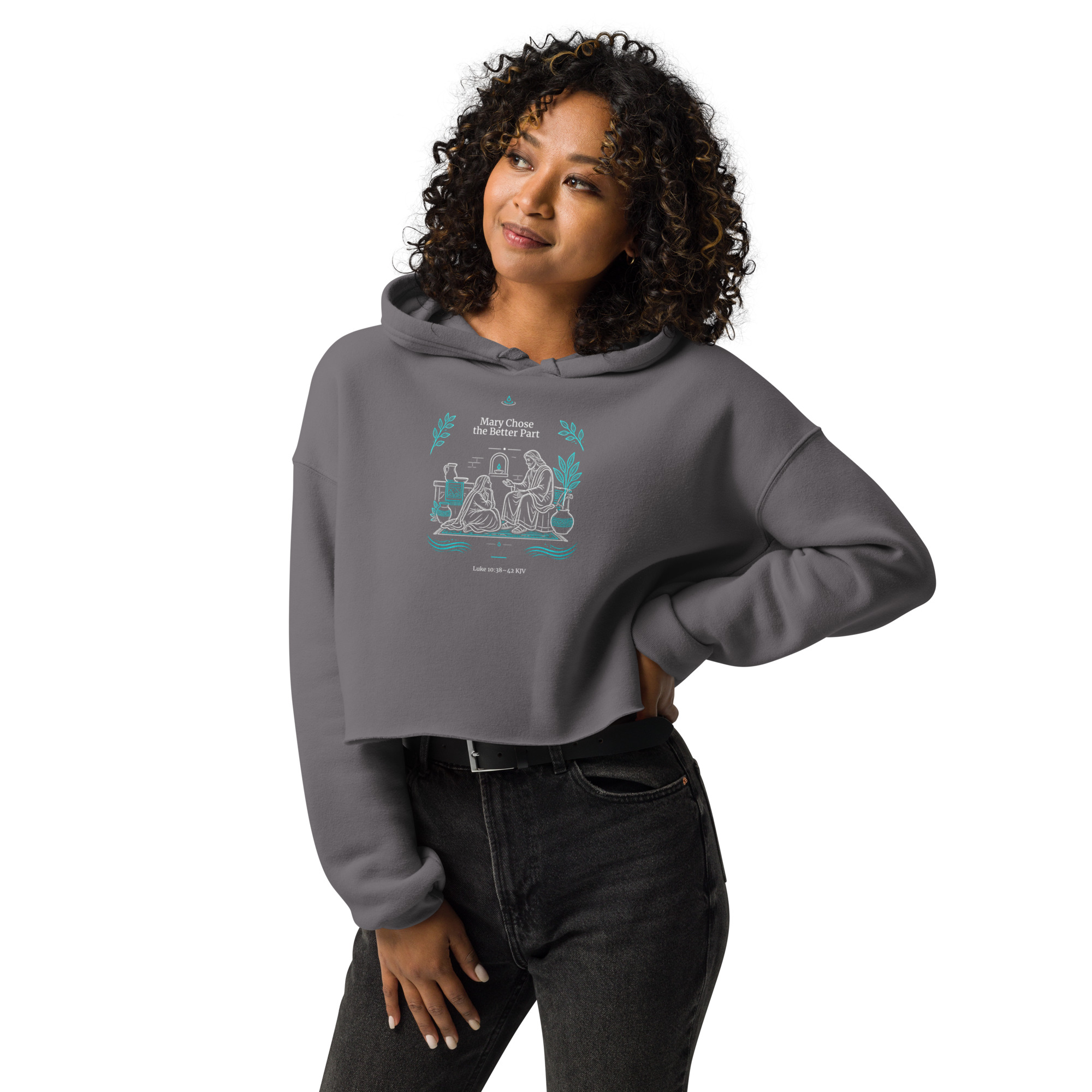 You Chose the Better Part | Luke 10:38–42 Christian Women’s Crop Hoodie - Image 22